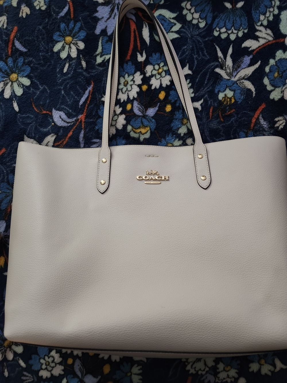 Coach White Leather Tote with Gold Logo Hardware